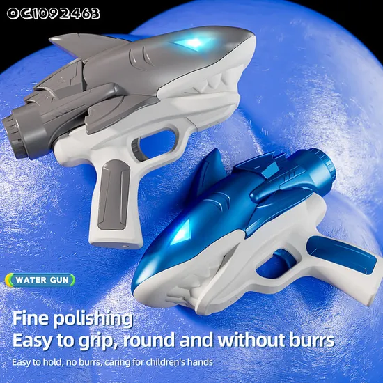 Shark 400ml Wholesale Factory Set New Arrival Plastic Automatic Electric Water Gun Toy with LED Summer