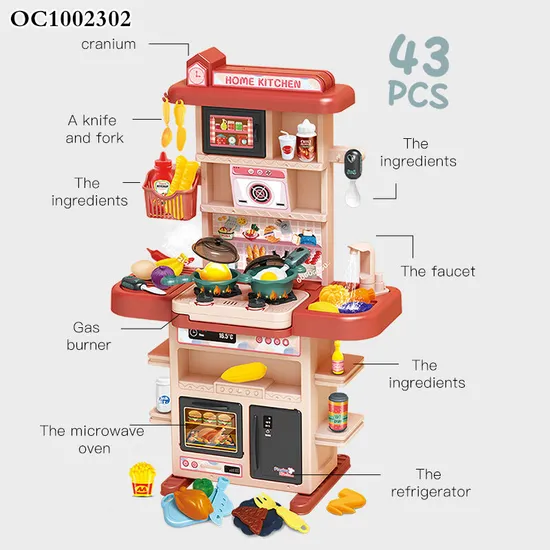 Wholesale Little Chef Kids Miniature Toy Music Kitchen Play Set Fun and Educational Cook Toy Set with Fruit Vegetable Wash Basin