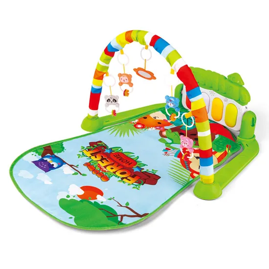 Newborn Musical Piano Pedal Baby Activity Sensory Play Mat Creative Flooring Crawling Mat with Hanging Rattle Toys