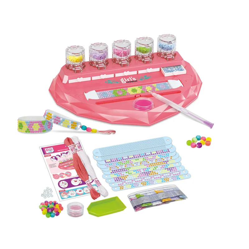 Beads DIY Toy Girls Bracelet Making Kit for 5 Years Old Girl with Manual Knitting Machine