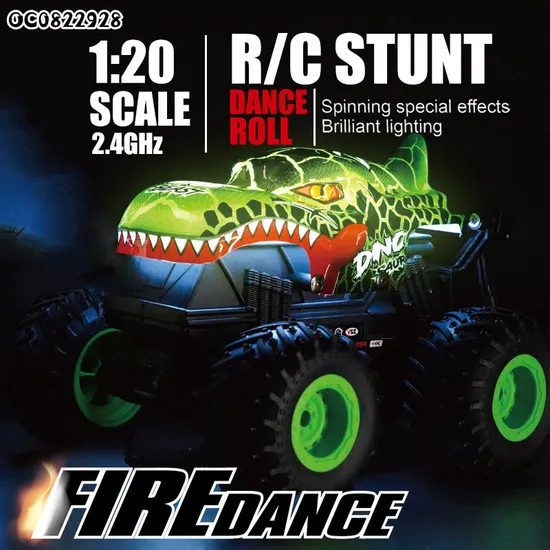 Remote Control 4WD Stunt Shark RC Car1: 20 Scale Model 360 Rotating Toy for Kids