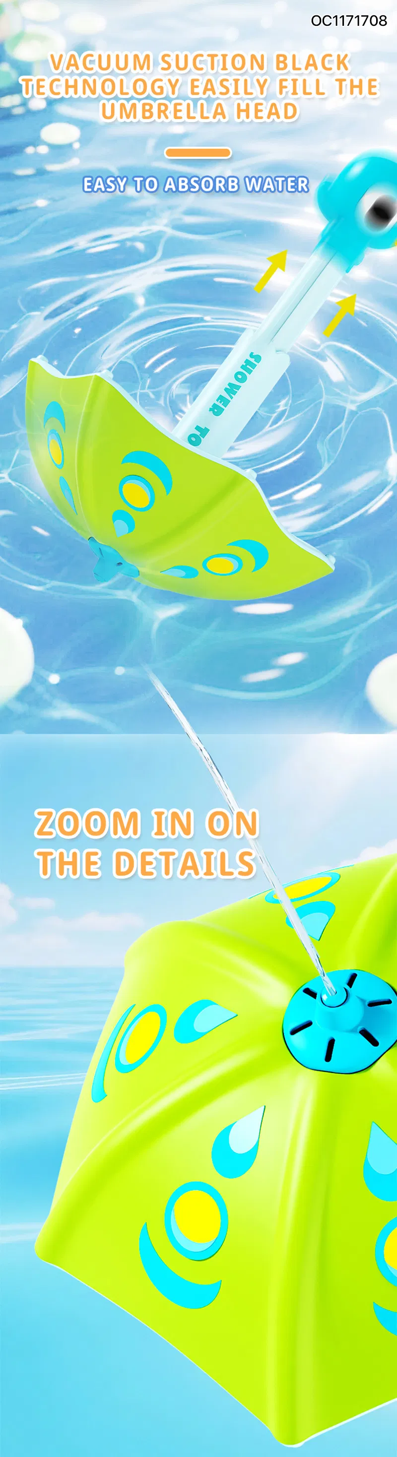 Small Umbrella New Design Cool Kids Bath Shower Water Gun Spray Sensory Toy 2025 Water Activity Game for Kids Shooting Water