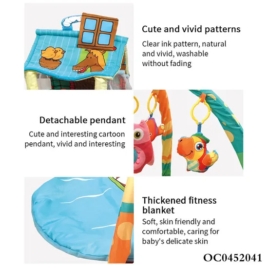 Hot Selling Baby Activity Exercise Crawling Mat Foldable Safe Baby Play Gym Mat with Hangin Animal Toys