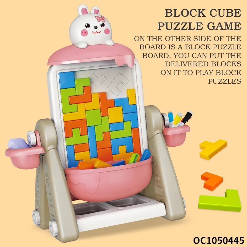 Custom Early Education Brain Development Colorful Toddler Double Sided Toys Drawing Block Puzzle Board DIY Color Geometric Game