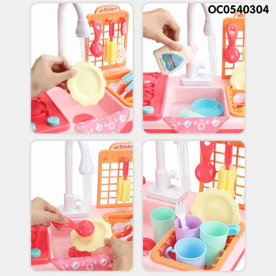 Vegetable Dish Washing Toy Set Kitchen Sink with Accessories Toys for Pretend Play