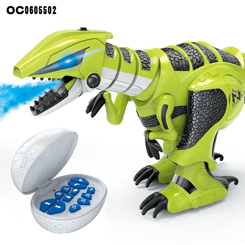 Wholesale Open Mouth Remote Control Walking Robot Dinosaur Educational Plastic Assemble Toys with Mist Action