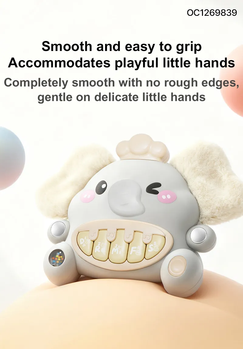 Trending Products 2026 New Arrival Baby Stuffed Animal Hanging Musical Sound Electronic Piano with Teether Soft Plush Rattle Toy