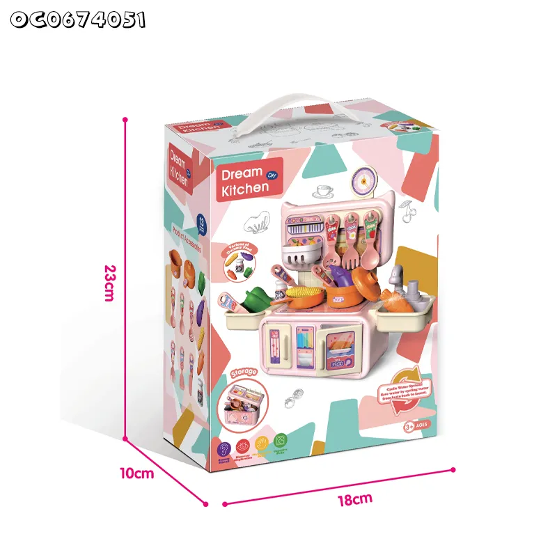 Custom Small Kitchen Appliances Sink Cooking Unboxing Simulation Food Vegetable Toys with Running Water for Kids Cheap