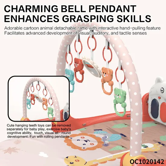 Wholesale Baby Waterproof Play Gym Mat Baby Floor Mat Baby Activity Mat Musical Hanging Rattle Mat with Pedal Piano