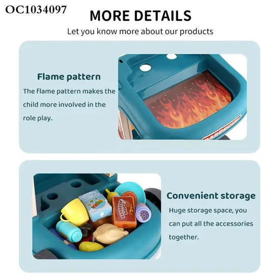 Wholesale Plastic Play Food Set Cart Children's Pretend BBQ Cooking Kitchen Toy
