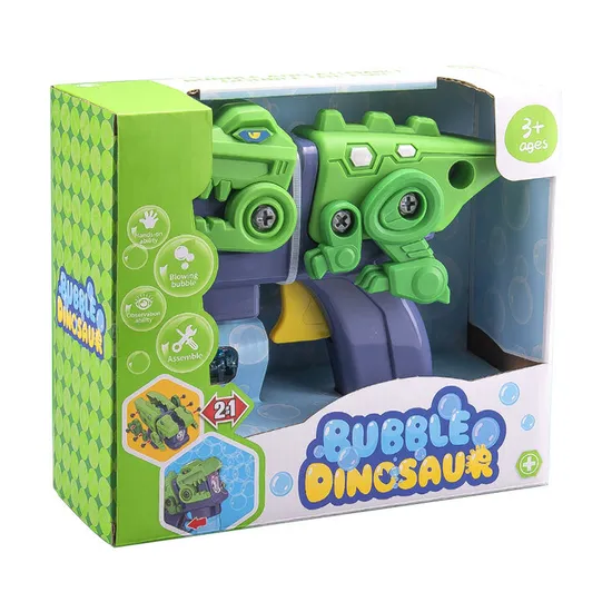 DIY Assembly Dinosaur Plastic Blower Kids Toys Machine Bubble Gun