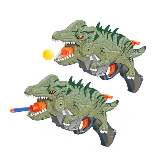 OEM Super Power Safe Weapon Kids Cheap Plastic Soft Foam Bullet Custom Interesting Dinosaur Gun Shooting Toys