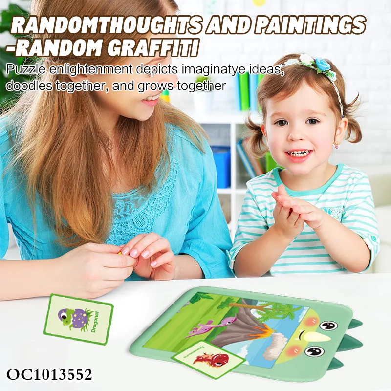 Montessori Educational Sensory Dinosaur Theme Early Education Creative Small Puzzles Colorful Doodle Board Drawing Tablet Toyplastic