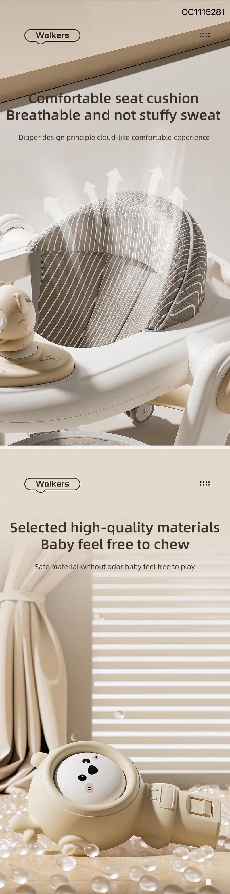 New Style Multifunction Luxury Round Bottom Real Baby Walker Sit to Stand Learning Walker Kids with Music Light and Push Rod Toys That Help Babies Learn to Walk