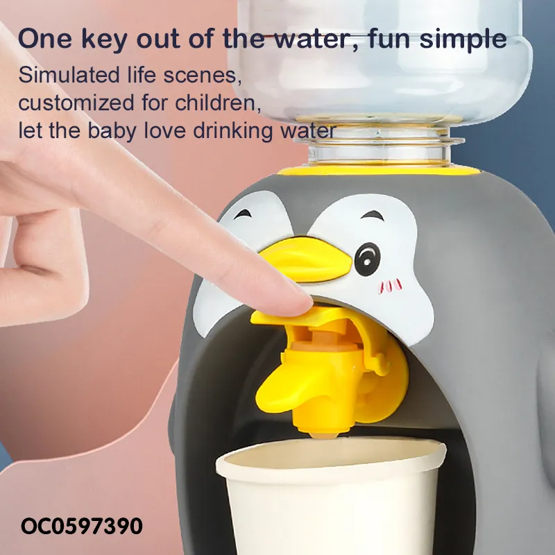 Wholesale Cartoon Penguin Design Mini Water Dispenser Children's Mini Plastic Kitchen Toy for Kids