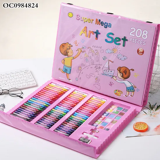 Wholesale 208 Pieces Case Drawing Art Set Art Pencil Set Drawing Montessori Educational Toys Pen Set for Kids Watercolor Artist Drawing Toy