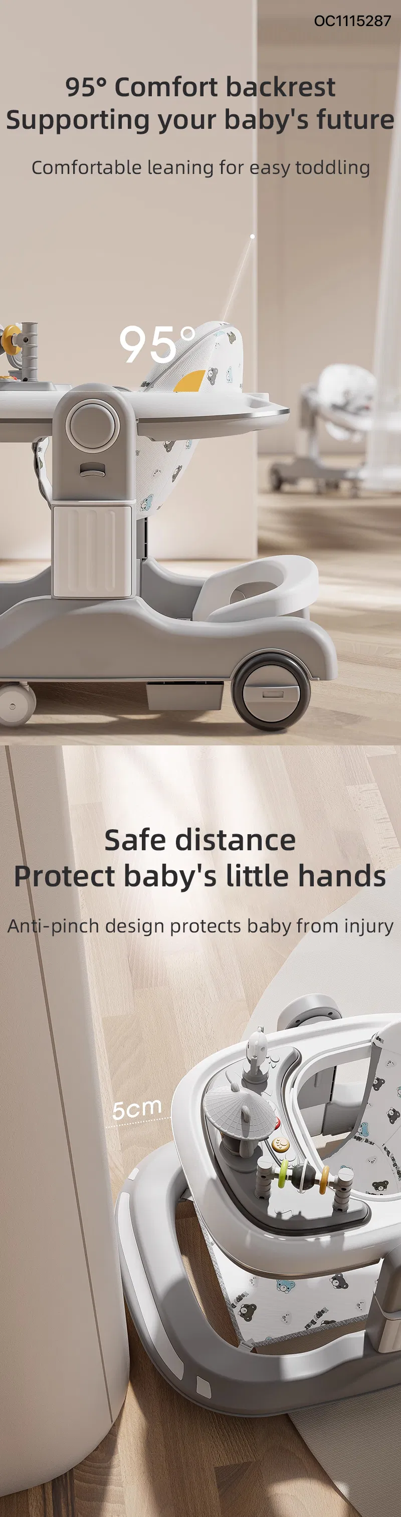 Wholesale Designed New Style Foldable Infant Standing Baby Walker with Wheels and Seat