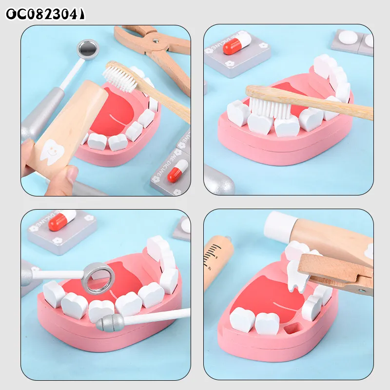 Wholesale Kids Wooden Pretend Play Medical Fun Creative Children's Doctor and Dentist Toys Set