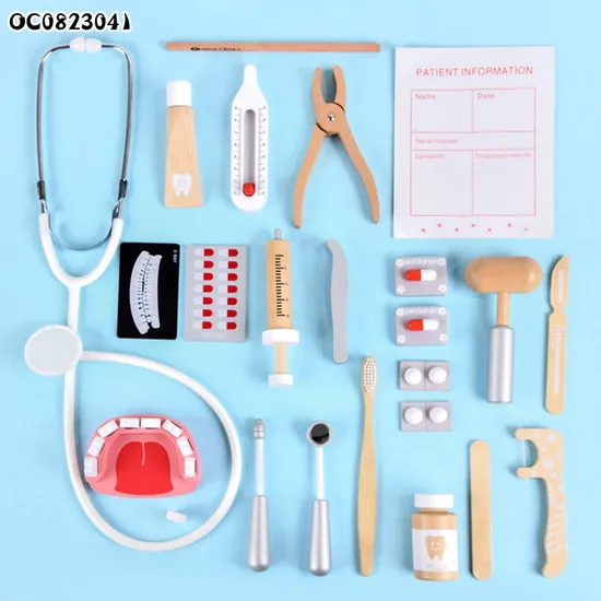 Wholesale Kids Wooden Pretend Play Medical Fun Creative Children's Doctor and Dentist Toys Set