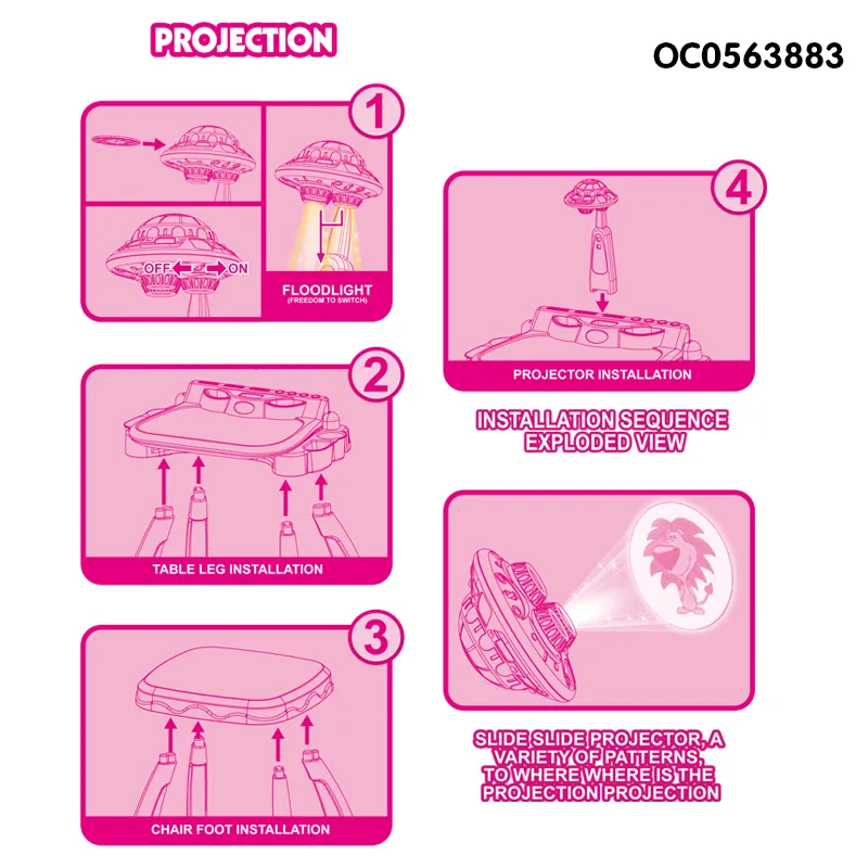 Children LED Light Wholesale Magnetic Writing Drawing Projector Painting Smart Table Board for Kids
