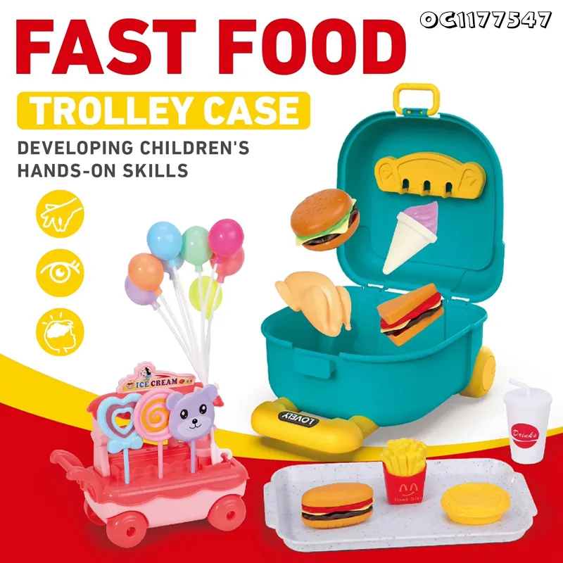 Wholesale Fast Food Hamburger Dog French Plastic Children House Play Gift Set Kitchen Toy Set for Kids