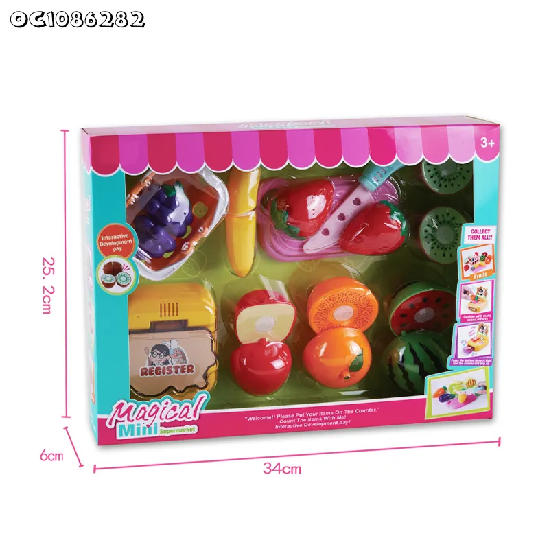 Pretend Plastic Play Food Fruit Vegetable Cutting Children's Plastic Kitchen Toy for Kids