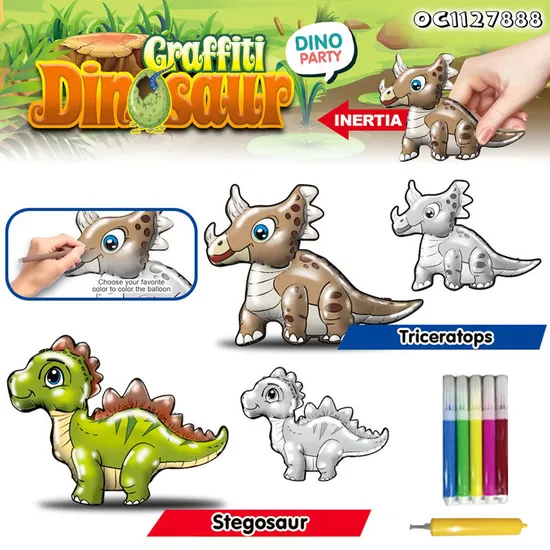 Montessori Kids Learning Materials Dinosaur Walking Balloon Drawing Art Painting Set Baby Wholesale Educational Popular DIY Toy