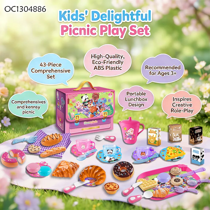 Wholesale Kids Party Pretend Play Food Kitchen Afternoon Tea Tableware Gift Toy Plastic Children House Play Set for Wholesale