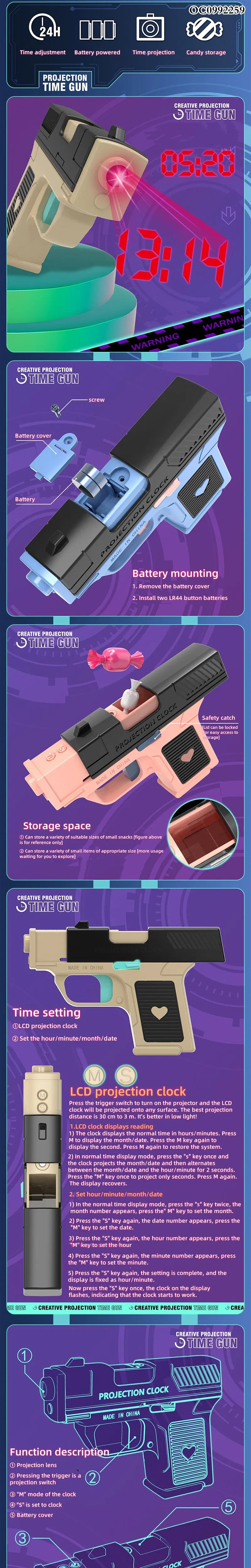 New Unique Creative LED Digital Clock Funny Electronic Gift Interactive Toys Shooting Projection Laser Game Gun for Kid