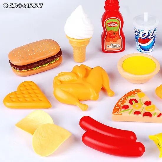 Wholesale Montessori Educational Pretend Play Fast Food Plastic Hamburger and Ice Cream Toys for Kids' Kitchen Simulation