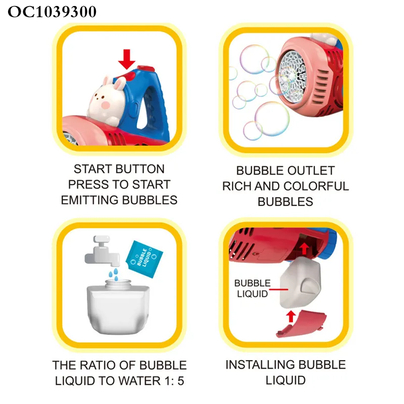 Children Automatic Quick Game Push Blowing Bubble Electric Cartoon Animal Toy Bubble Gun Machine with Light Music Outdoor