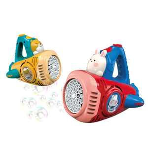 Children Automatic Quick Game Push Blowing Bubble Electric Cartoon Animal Toy Bubble Gun Machine with Light Music Outdoor