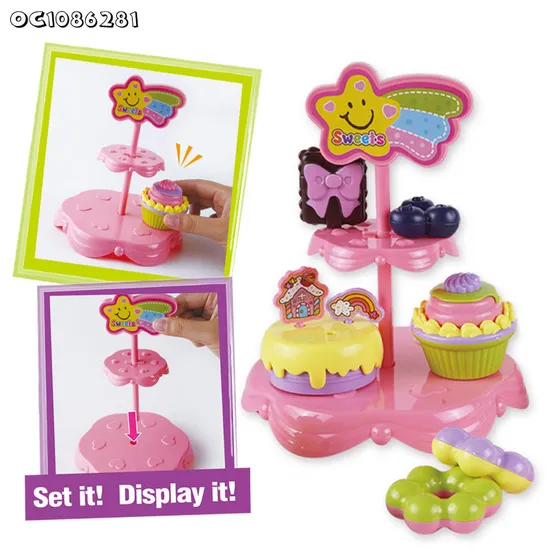 Wholesale Pretend Ice Cream Pretend Game Afternoon Tea Dessert Set Birthday Cake Cheap Children's Plastic Kitchens Food Toy for Kids