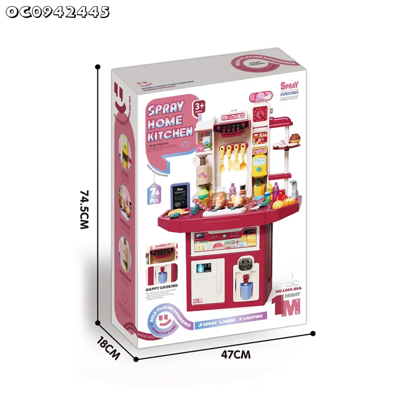 Wholesale Gift Food Plastic Kitchen Role Play Pretend House Kitchen Toys Set for Kids with Light Music