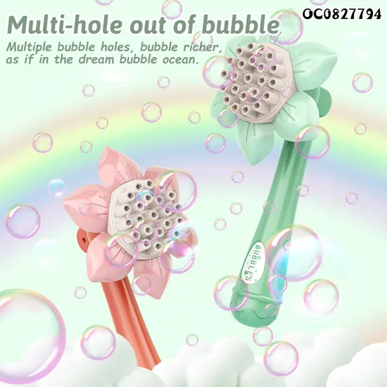 Outdoor Sunflower Pattern 2 in 1 Wholesale Baby Kids Bubble Gun Toys with Fan