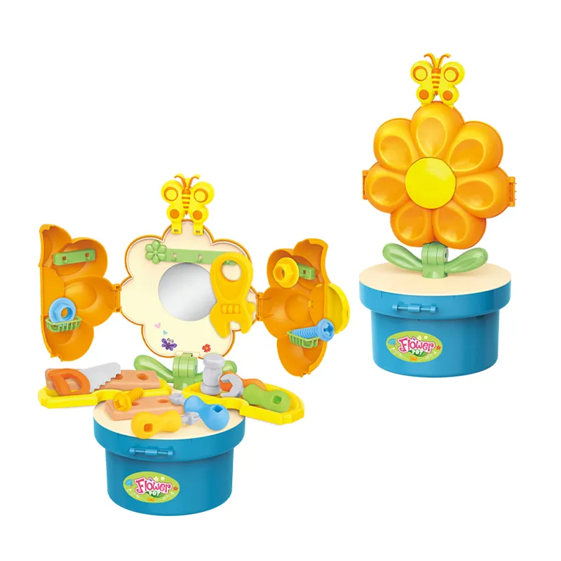 Hot Sale Portable Gift Craftsman Pretend Play Toy Preschool Education Nut Assemble Plastic Toy Mechanics Repair Tool Set Toy for Kid