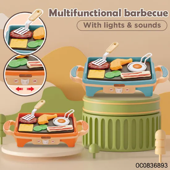 Wholesale Funny Electric Barbecue Kids Play Cooking Kitchen Pretend Toys Gift Set for Kids