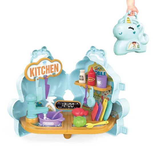 Wholesale Kitchen Food Set Pretend Role Play Children's Plastic Kitchen Dish Washing Machine Toys for Kids with Vegetable and Food