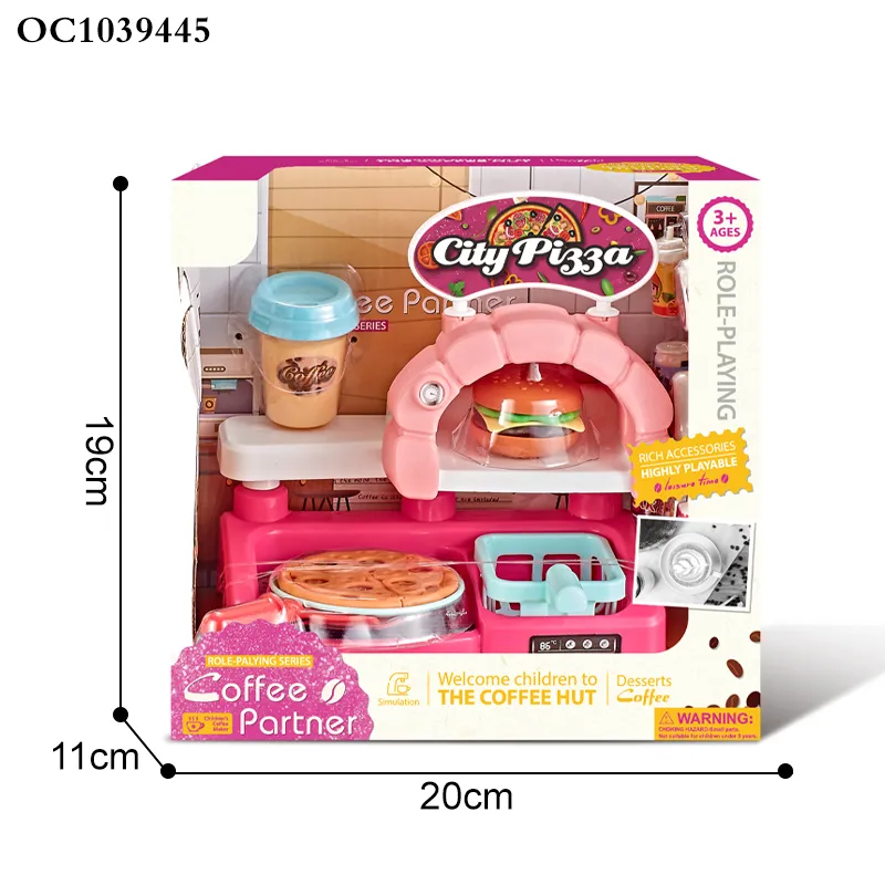 Multi-Accessories Fun Children Tools Pretend Game Fast Food Toys Kids Afternoon Coffee Machine Tea Plastic Toys