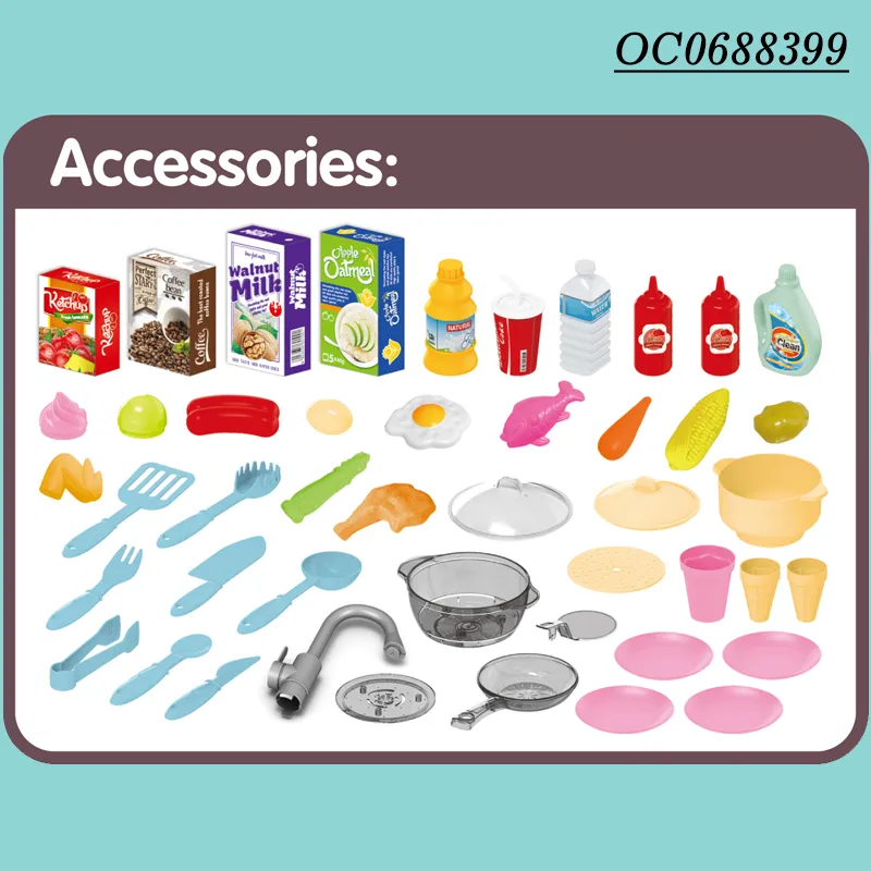 Wholesale Pretend Spraying Water Cooking Big Size Luxury Kitchen Plastic Children House Play Set Toys for Kids