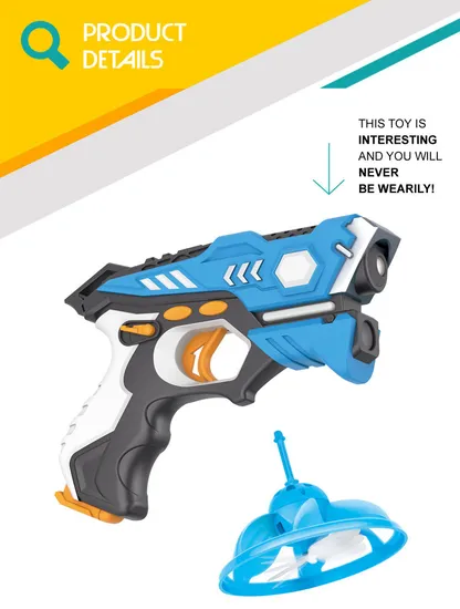 Hot Selling 2 Players Shooting Flying Saucer UFO Toy Speed Gun Toy with Laser and Light