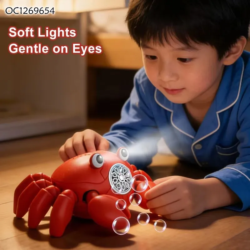 Wholesale Baby Indoor Outdoor Game Red Musical Electronic Crawling Crab Children Bubble Making Machine Toy
