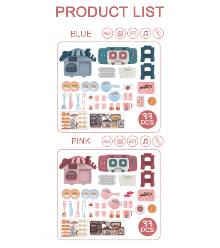 Plastic Pretend Cooking Toys Plastic Children House Play Mini Kitchen Set for Girls