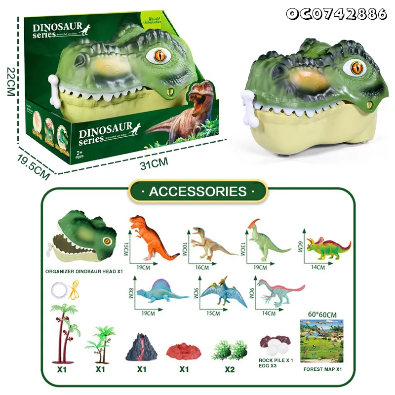 Plastic Dinosaur Storage Box Small Jurassic PVC Animal Toys Packaged Animal Simulation Dinosaur Model Series Toy for Boys
