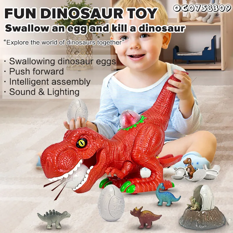 Wholesale Cute Plastic Dinosaur Egg Decoration Small Simulation Dinosaur Electric Walking Dinosaur Toys Light up Game with Sound