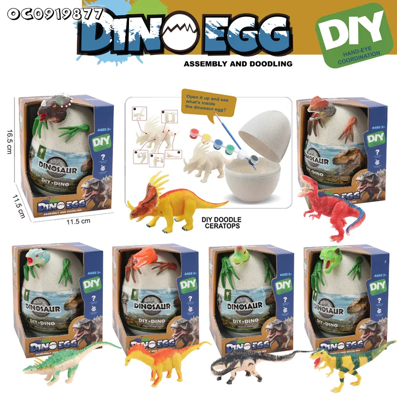 Assembling Toy Dinosaur Model Educational Handmade Graffiti Craft Toy Color Dinosaur Parts Plaster Paint Game Boy Toy