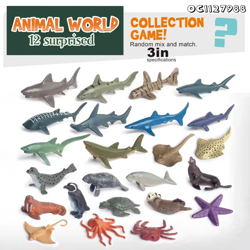 Wholesale Montessori Educational Cognitive 3D Mini Realistic Plastic Sea World Marine Animal Models Popular Toys