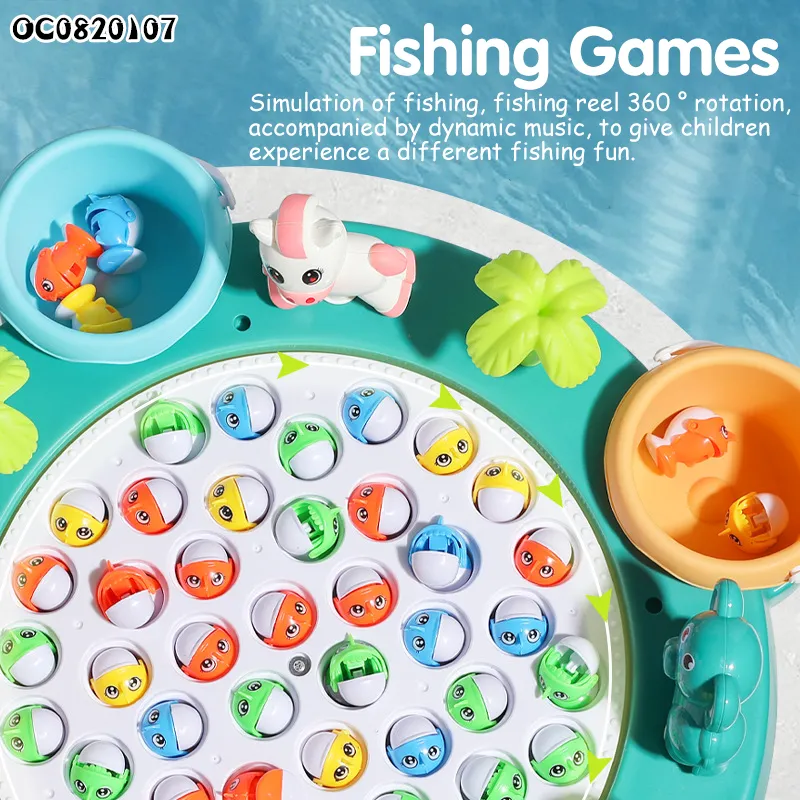 Wholesale Montessori Educational 4 Player Fish Table Game Board Electric Fishing Machine