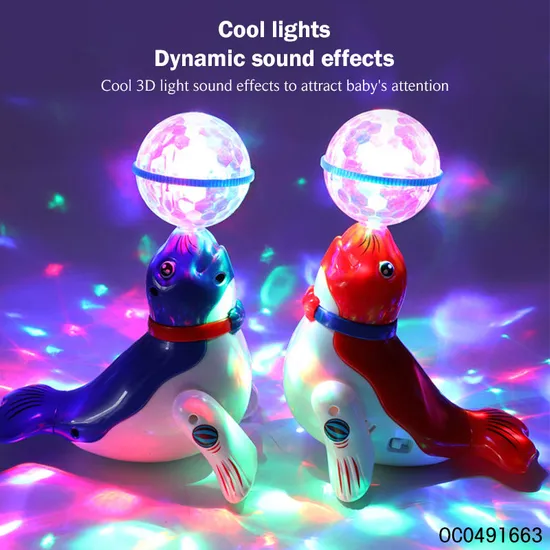 Wholesale Hot Selling Battery Operated Cheap Plastic Animal Electric Sea Lion Music and Lights Toy for Kids