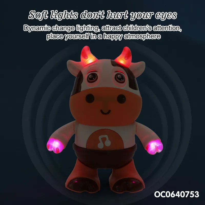 Wholesale Electric Battery Operated Plastic Dancing Animal Cow Baby Toys Kids with Music and Light